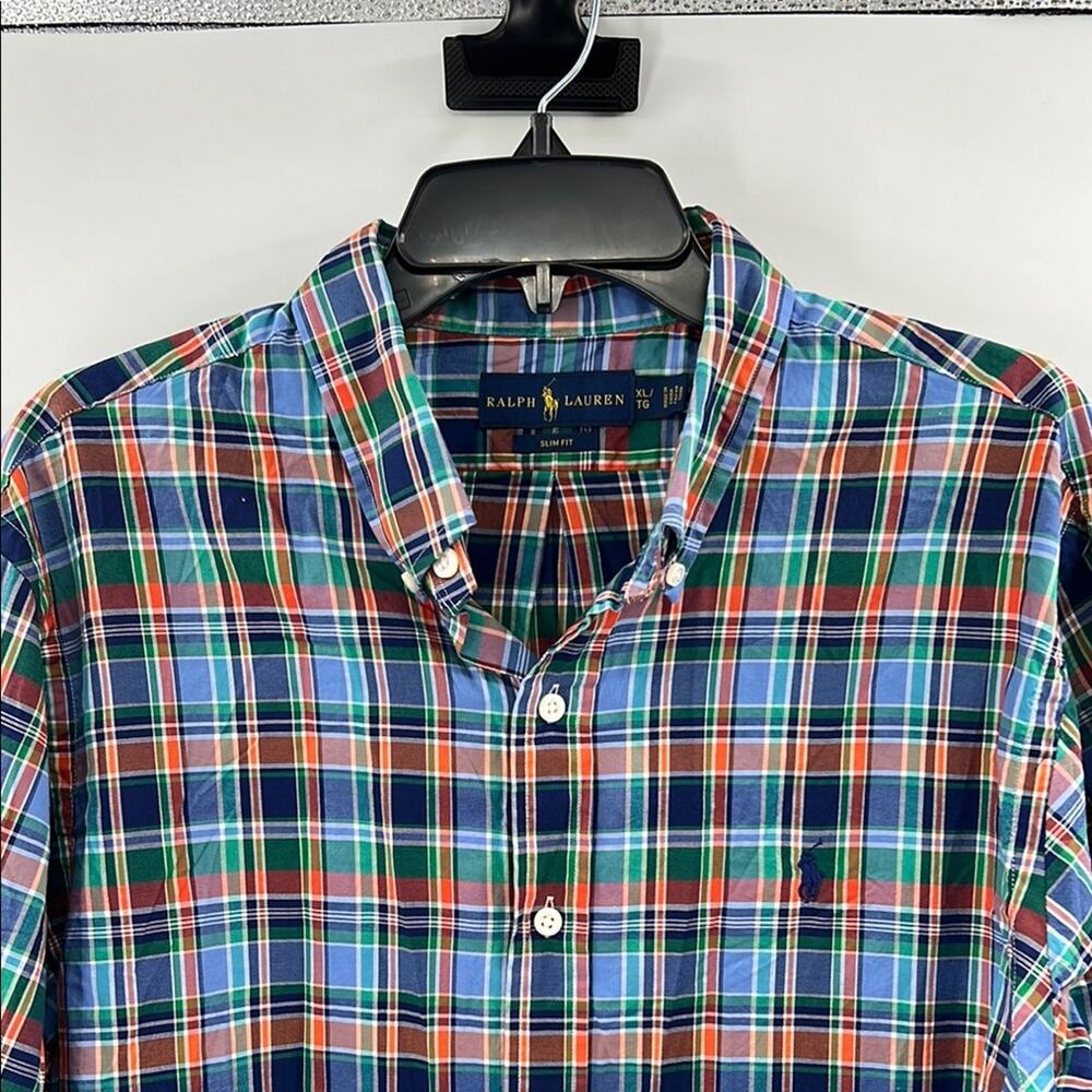 Ralph Lauren Men's Slim Fit LS Button Down Shirt - Blue Multi Plaid - XL